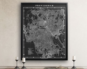 Providence City Map - Vintage Rhode Island - Street Map Print of Providence USA -  Circa 1900s - Old Map of Providence - Big Map - Large Map