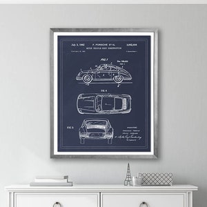Vintage 1962 Porsche Blueprint Art: Automotive Patent Print