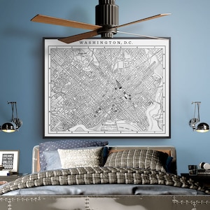 WASHINGTON DC Street Map - Vintage DC United States - Large Map Print - District of Columbia - Old Washington Map - Washington dc City Map