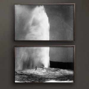 Old Faithful Geyser Vintage Photograph: Yellowstone National Park Art Print