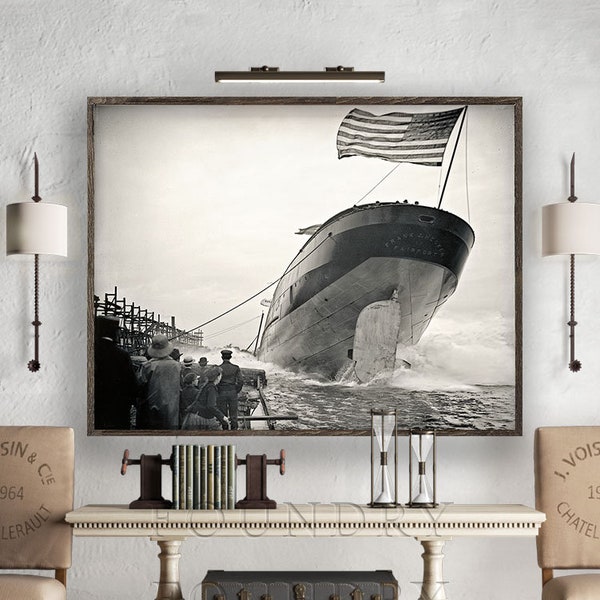 VINTAGE NAUTICAL SHIP, Fine Art Print, Vintage America, Classic Americana, Nautical Art Print, Nautical Print, Navy Art, Military Decor, Art