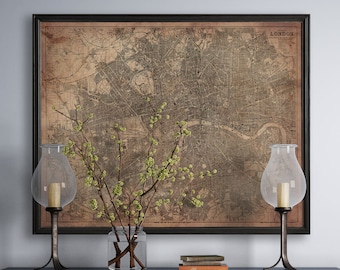 Vintage London Map Print: 1890s Sepia-Toned Street Map