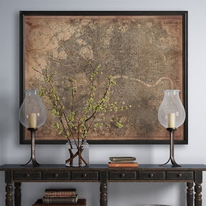LONDON CITY MAP 1890, Fine Art Print, London Street Map, Map of London, London Tourist Map, London Print, Kensington, Mayfair, Westminster