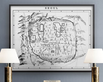 Map of Seoul - Vintage Seoul South Korea - Street Map of Seoul South Korea - Old Seoul - Vintage Seoul - Seoul City Map - Incheon - Gyeonggi