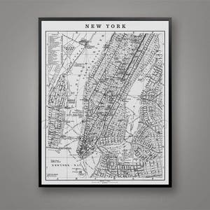 New York Map Print, Circa 1900s NYC Map, Vintage Map of New York Giclee Print, Map of Manhattan, NYC Prints. Vintage NYC Maps, TriBeCa Map