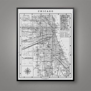 Chicago Illinois, Vintage 1900s Old Chicago Map, Circa 1900s Fine Art Map of Chicago, Map of Cook County, Vintage Chicago, Large Wall Map