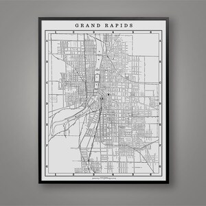 Grand Rapids Michigan Map Print: Circa 1900s Antique Kent County