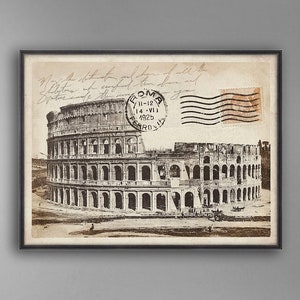 VINTAGE ITALIAN POSTCARD - Roman Colosseum, Rome Italy, Roma, Vintage Rome, Vintage Roman Coliseum Art, Vintage Coliseum Photo,  Rome Art