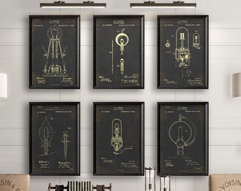 Patent Prints : Vintage Edison Patent Collection - Electric Light Bulb - Edison Patent Art, Old Patent Document Prints