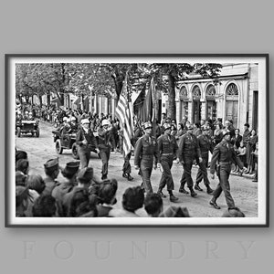 WWII Liberation of Paris Print: Vintage Military Parade Art