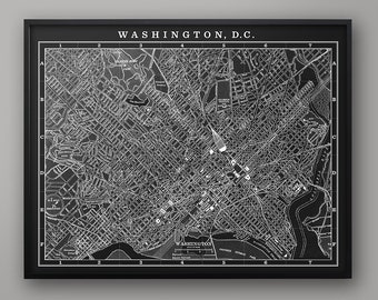 Washington DC City Map - Vintage USA Capital - Street Map of District of Columbia -  Circa 1900s - Old Map of DC - Washington dc Map, Decor