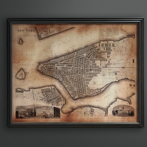 NEW YORK MAP, Fine Art Print, Manhattan Map Print, Brooklyn Map, Map of nyc, Old New York Map, Rustic Map of New York, Large Wall Map, nyc