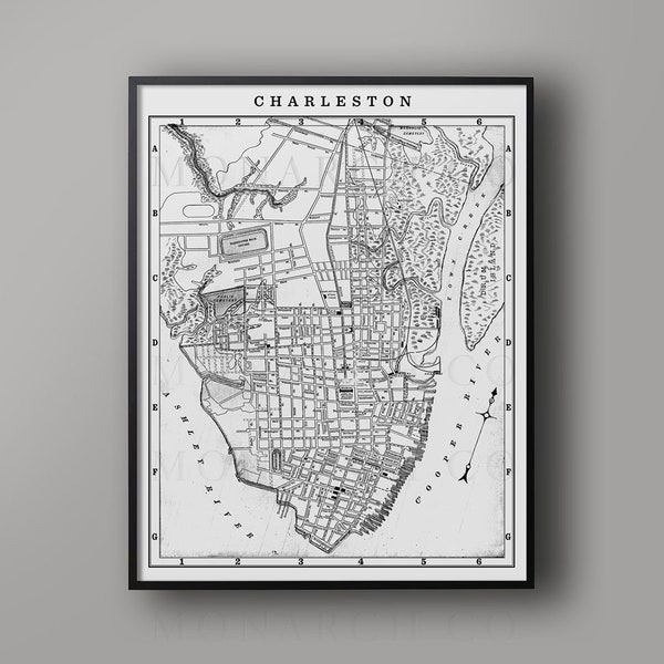 Vintage Charleston SC Map Print: Circa 1900s Street Map
