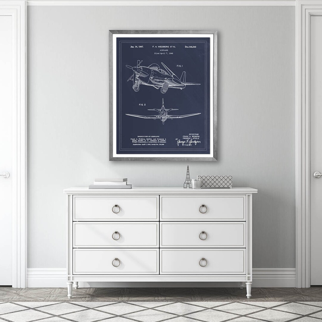 Vintage Airplane Patent Print: 1945 Aviation Blueprint Art - Etsy
