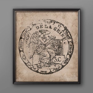 18TH CENTURY EUROPEAN DOCUMENT Seal #6, Family Crest, Vintage Stamp, Coat of Arms Prints, Heraldic Print, Heraldry, Renaissance, Medieval