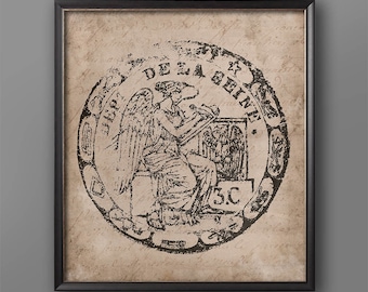 18th Century Document Seal Print: Vintage Family Crest Art