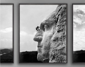 George Washington Art Print: Mount Rushmore Repair, Americana Decor