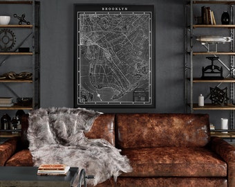 Brooklyn Map Print Art, Vintage Brooklyn Wall Art, Kings County, Brooklyn Heights, Prospekt Park, Flatlands, DUMBO, Bedford Stuyvesant