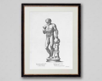 Figure Art Engraving Print #2 - 19th C Fine Art - Antique Figure Drawing - French Colonial - Palace of Versailles - Antique Figure Drawing