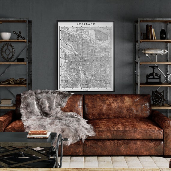 Portland Oregon City Map Vintage Portland Street Map Of Etsy