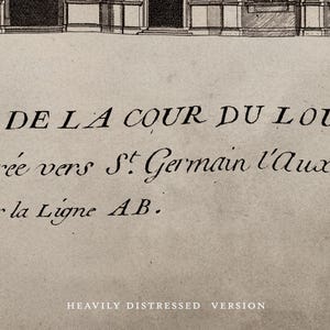 May include: A black and white image of a page from an old book. The text reads "DE LA COUR DU LOT r&eacute;e vers St. Germain l'Aux la Ligne AB." The text is in a distressed, faded font.