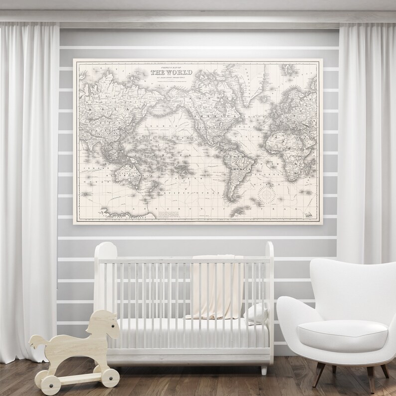 World Map Print Nursery World Map Art Print Poster World Etsy Canada