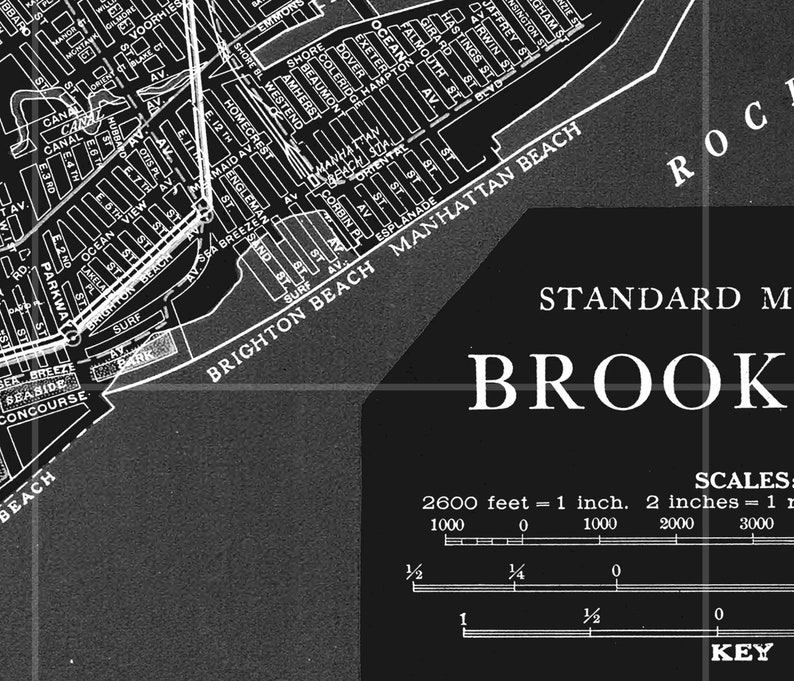 Brooklyn Map Print Art, Vintage Brooklyn Wall Art, Kings County, Brooklyn Heights, Prospekt Park, Flatlands, DUMBO, Bedford Stuyvesant image 5