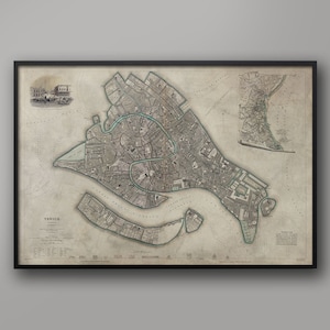 OLD VENICE MAP, Italy Print, Large Wall Art, Venezia, Italian Decor, Old City Map, City Maps, Venice Canals, Fine Art Print, Vintage Decor