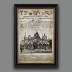 Vintage Venezia Newspaper Print: 1887 Italian Art Decor (Unframed)