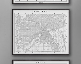 CITY MAP of Saint Paul - Vintage St Paul - Old St Paul Map - Street Map Saint Paul - Map of St Paul Minnesota - Large City Map of St Paul MN