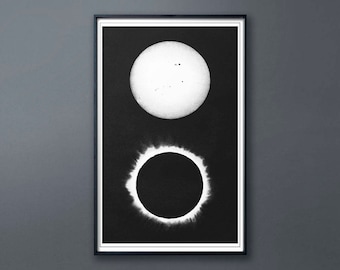 1890 Solar Eclipse Chromolithograph: Vintage Astronomy Art Print