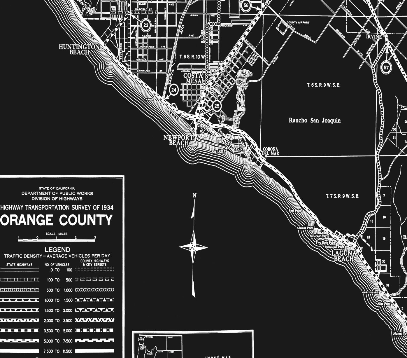 Orange County Map Vintage Orange County Art Print OC Poster Etsy