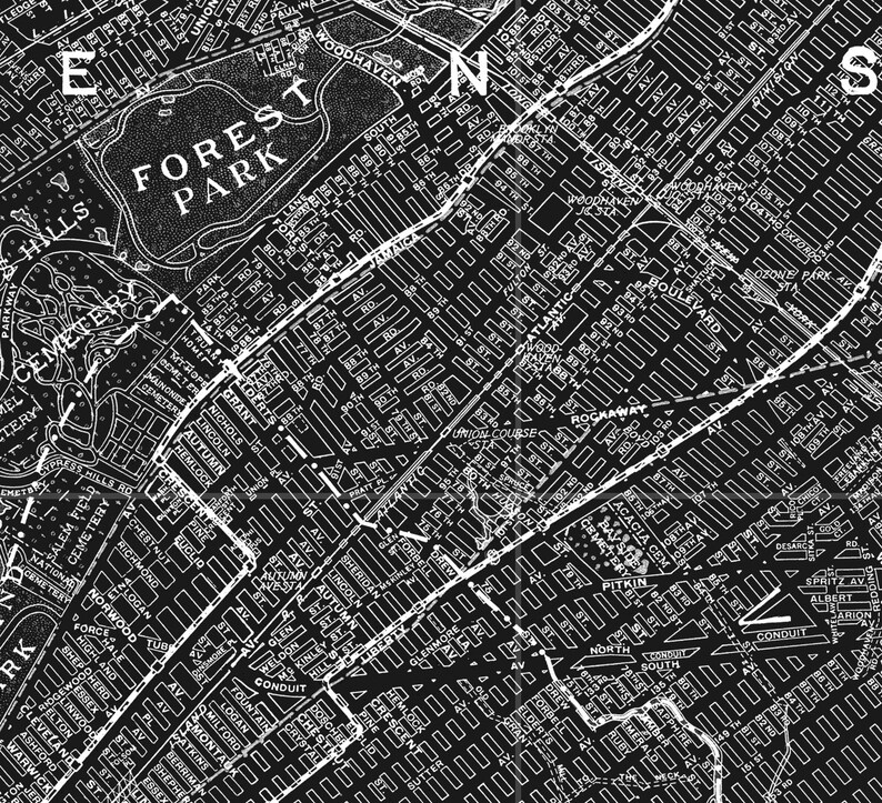 Brooklyn Map Print Art, Vintage Brooklyn Wall Art, Kings County, Brooklyn Heights, Prospekt Park, Flatlands, DUMBO, Bedford Stuyvesant image 9