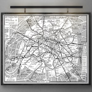PARIS MÉTRO MAP, Vintage 1950's Guilmin's Parisian Métro Map, Old Paris Map, Vintage Maps, Retro Maps, Vintage Cartography, Paris Subway Map