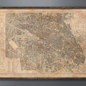 MAPA DE LETTS DE Paris, Mapa da Cidade Retro, Mapa Antigo de Paris, Mapa de Paris Estilo Vintage, Mapa Rústico de Paris, Paris Shabby Chic, Decoração Francesa, Paris
