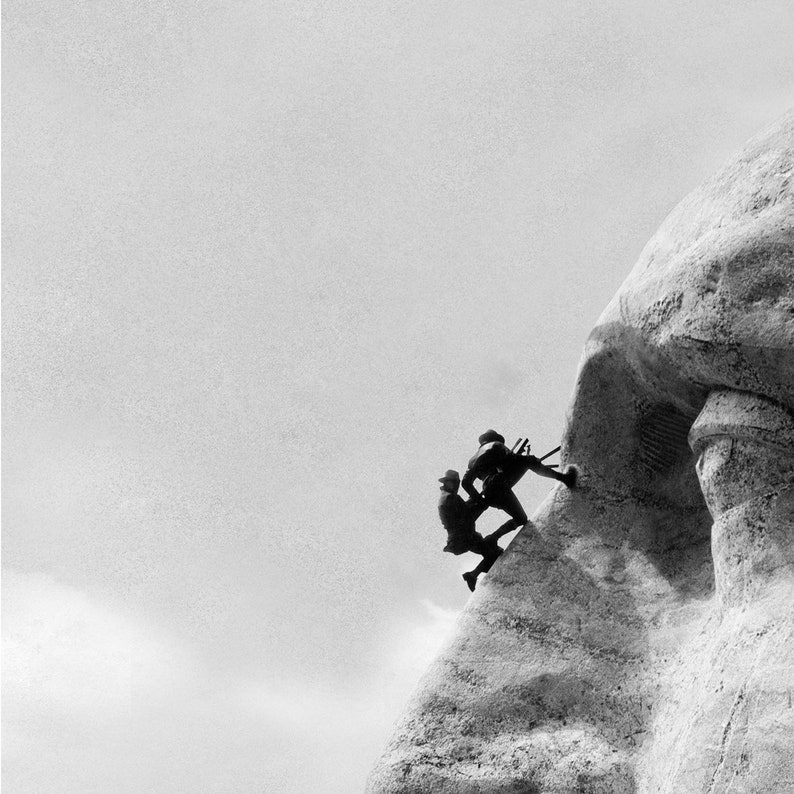 George Washington Art : Mount Rushmore Print Gutzon Borglum Mount Rushmore Repair 1932 Americana Art Presidential Art American Art image 3