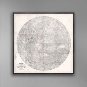LUNAR MAP of the MOON, Moon Map, Lunar Surface, Map of the Moon, Rustic Map, Old Map, Astronomy Map, Scientific Illustration, Antique Print