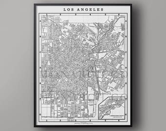 ロサンゼルス地図 1915年、カリフォルニア州ロサンゼルスの古地図