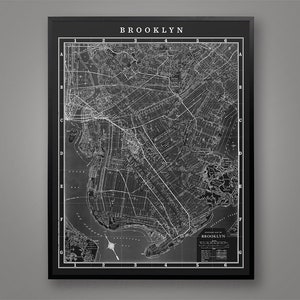 Brooklyn Map Print Art, Vintage Brooklyn Wall Art, Kings County, Brooklyn Heights, Prospekt Park, Flatlands, DUMBO, Bedford Stuyvesant image 2