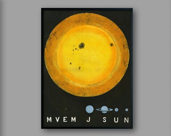 SOLAR SYSTEM and the COMPARATIVE Sizes of Planets, The Sun, Earth, Venus, Uranus, Mars, Neptune, Saturn, Jupiter, Wall Decor, Space Print