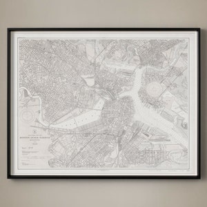 Boston Harbor Nautical Map Print: 20th Century Survey Art