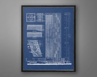 World Trade Center Blueprint Art: Vintage NYC Architecture Print