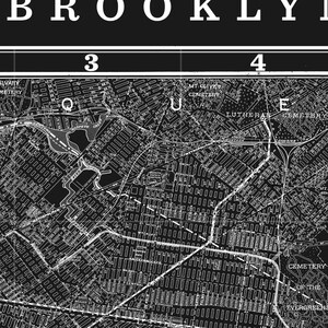 Brooklyn Map Print Art, Vintage Brooklyn Wall Art, Kings County, Brooklyn Heights, Prospekt Park, Flatlands, DUMBO, Bedford Stuyvesant image 4