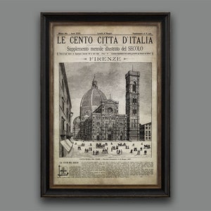 Vintage Firenze Newspaper Print: 1887 Italian Decor