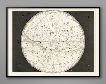 Constellation Map, Celestial Map, Star Map, 19TH C. CONSTELLATION MAP, Star Chart, Sky Map, Astronomy Art, Celestial Chart, Star Guide