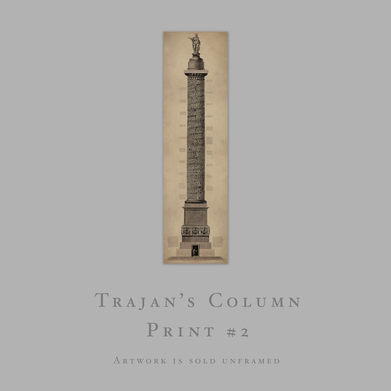 TRAJAN'S COLUMN and COLUMN of Marcus Aurelius Etching Prints Giovanni Battista Piranesi 18th-century Rome, Italy Rustic Vintage Old image 3