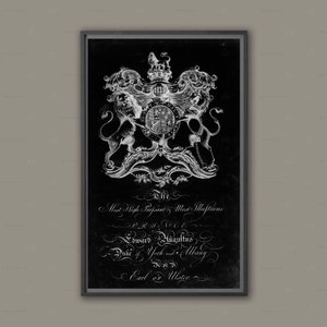 18TH C. ENGLISH ARMORIAL Engraving #1, Baronagium Genealogicum, Coat of Arms, Family Crest, Heraldry Print, Renaissance, Art, Medieval Crest