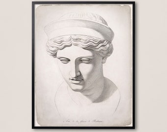 18th C. GREEK STATUE Print Engraving #2, Vintage Volpato Art, Statue Illustration, Roman Art, Greek Poster, Statue Wall Art, Illustration