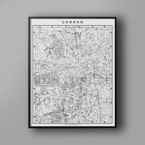 Map of London, 1900s Lithograph London Map, Vintage London, London England Map, Old London Map, London Art, Large London Map, Big London Map