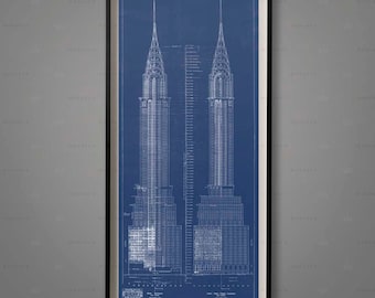 Chrysler Building Blueprints: Vintage Architecture Art Print